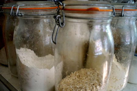 My flour storage jars in the kitchen