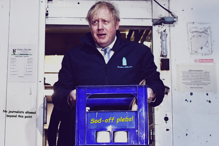 Mash-up image, Boris: ‘Sod off, plebs!’, 2019.
