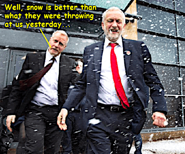 Mash-up image, Jazza: ‘Well, snow better than what they were throwing at us yesterday!’, 2019.