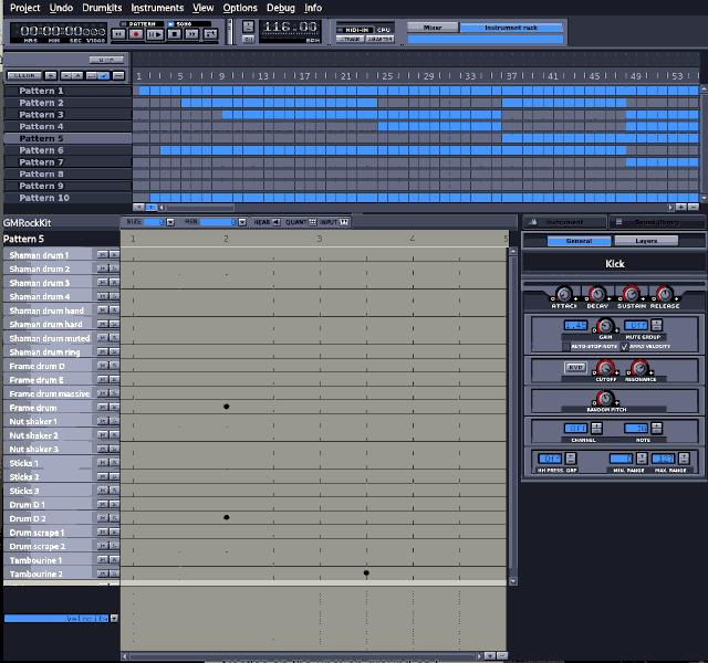 Using the Hydrogen drum sequencer