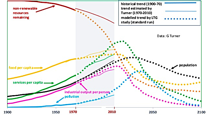 Illustration of the ‘Limits to Growth’ World3 model output