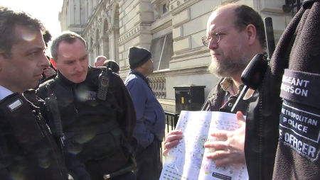 Presenting the ‘Fracktured Accountability’ report to the police, Downing Street, March 2015