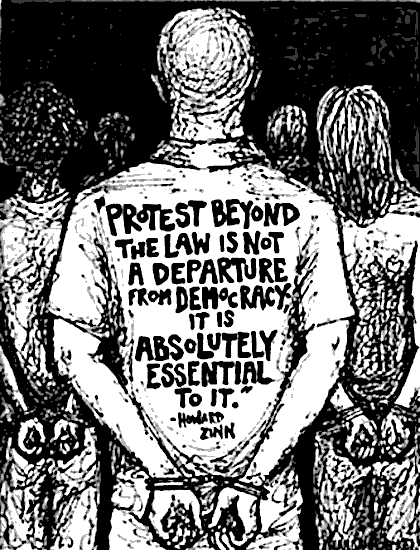 FRAW Gallery: ‘Protest beyond the law is not a departure from democracy, it is absolutely essential to it’ (Howard Zinn)