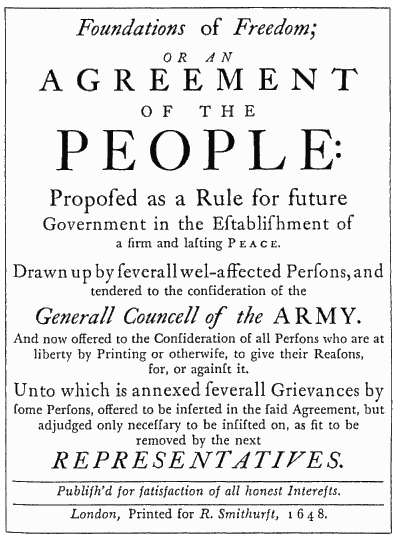 ‘An Agreement of the People’, The Leveller's Manifesto from 1648.
