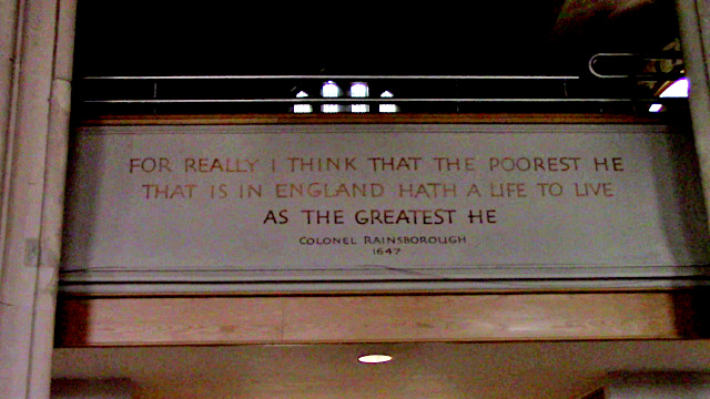 Image of Thomas Rainsborough quote on the balcony of St. Mary’s, Putney