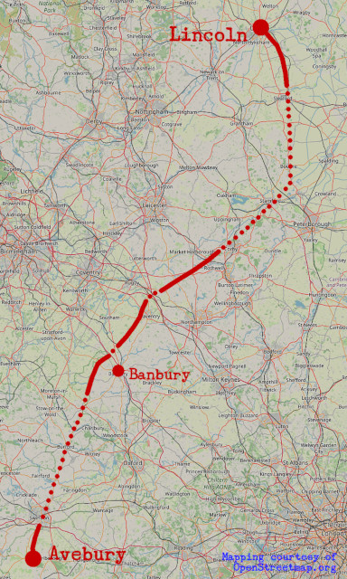 Approximate route of ‘The Jurassic Way’