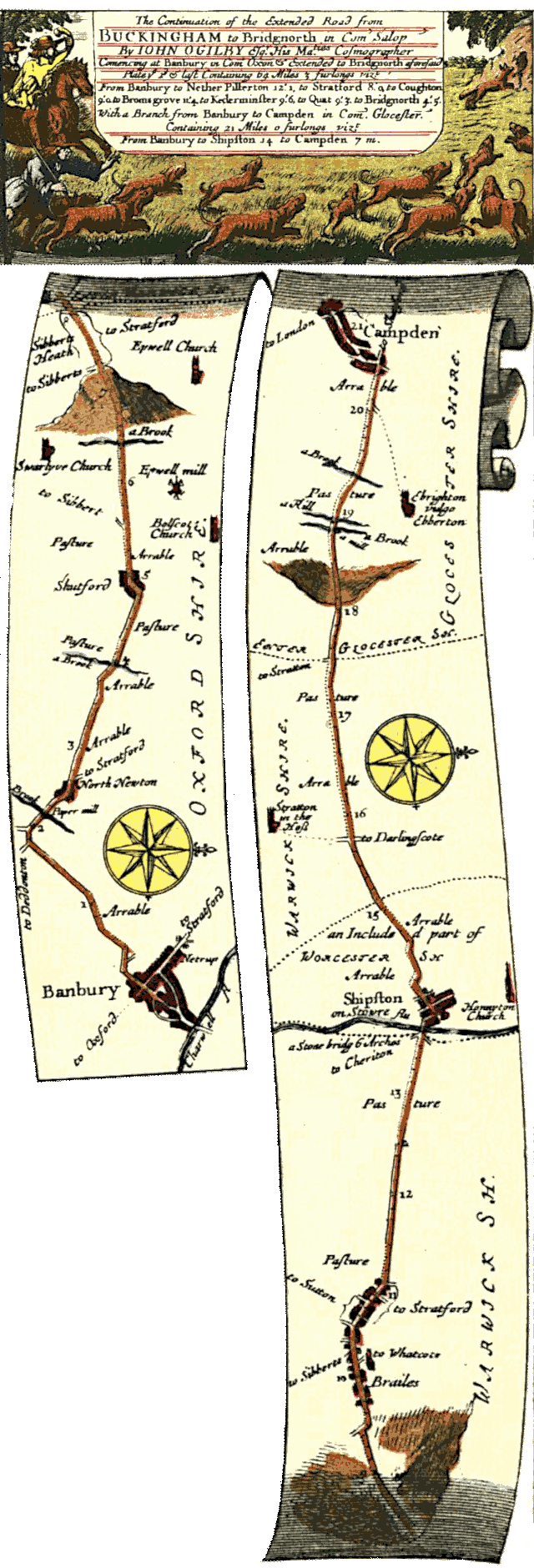 Extract from Ogilby’s Plate 13 – Banbury to Campden