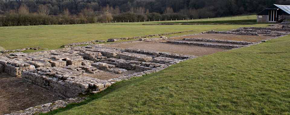 The foundations of the main villa – bath house mosaic is in the building behind