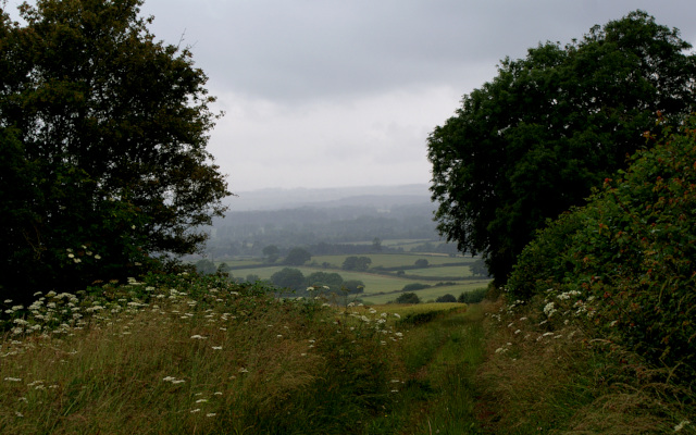 Landscape image, ‘A view up a stormy Evenlode valley from near The Roundabout’